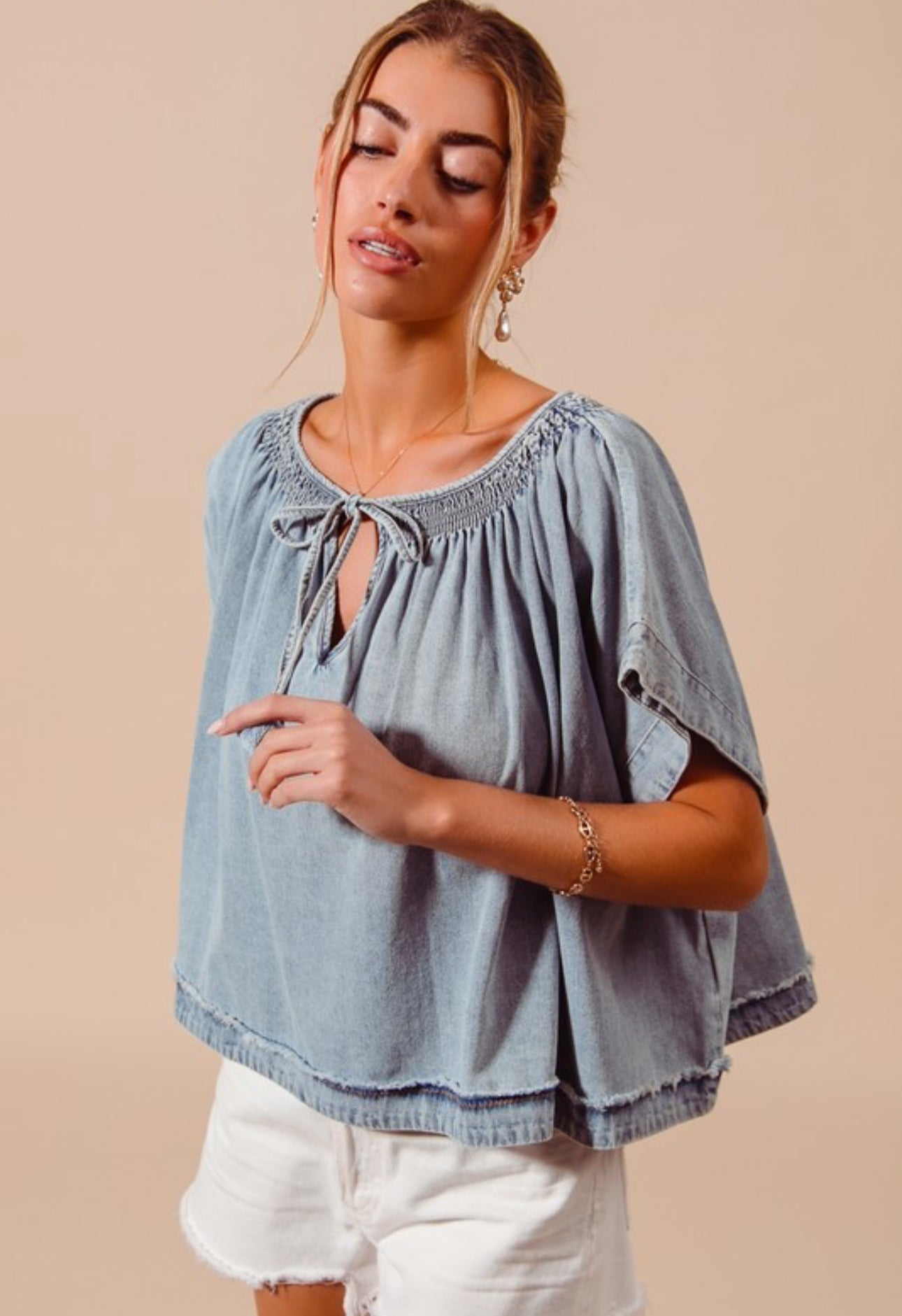 Sky’s Blue Denim Dolman Top