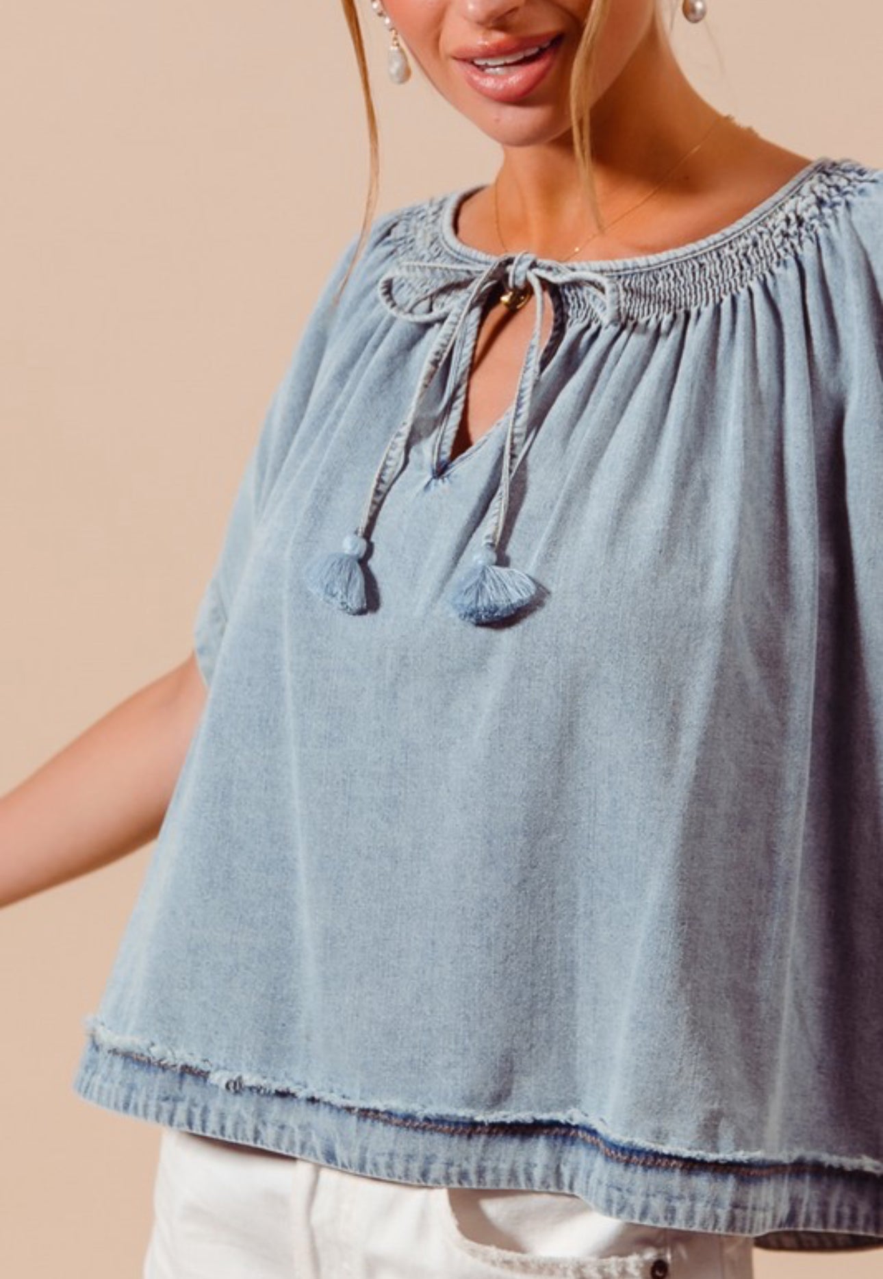 Sky’s Blue Denim Dolman Top