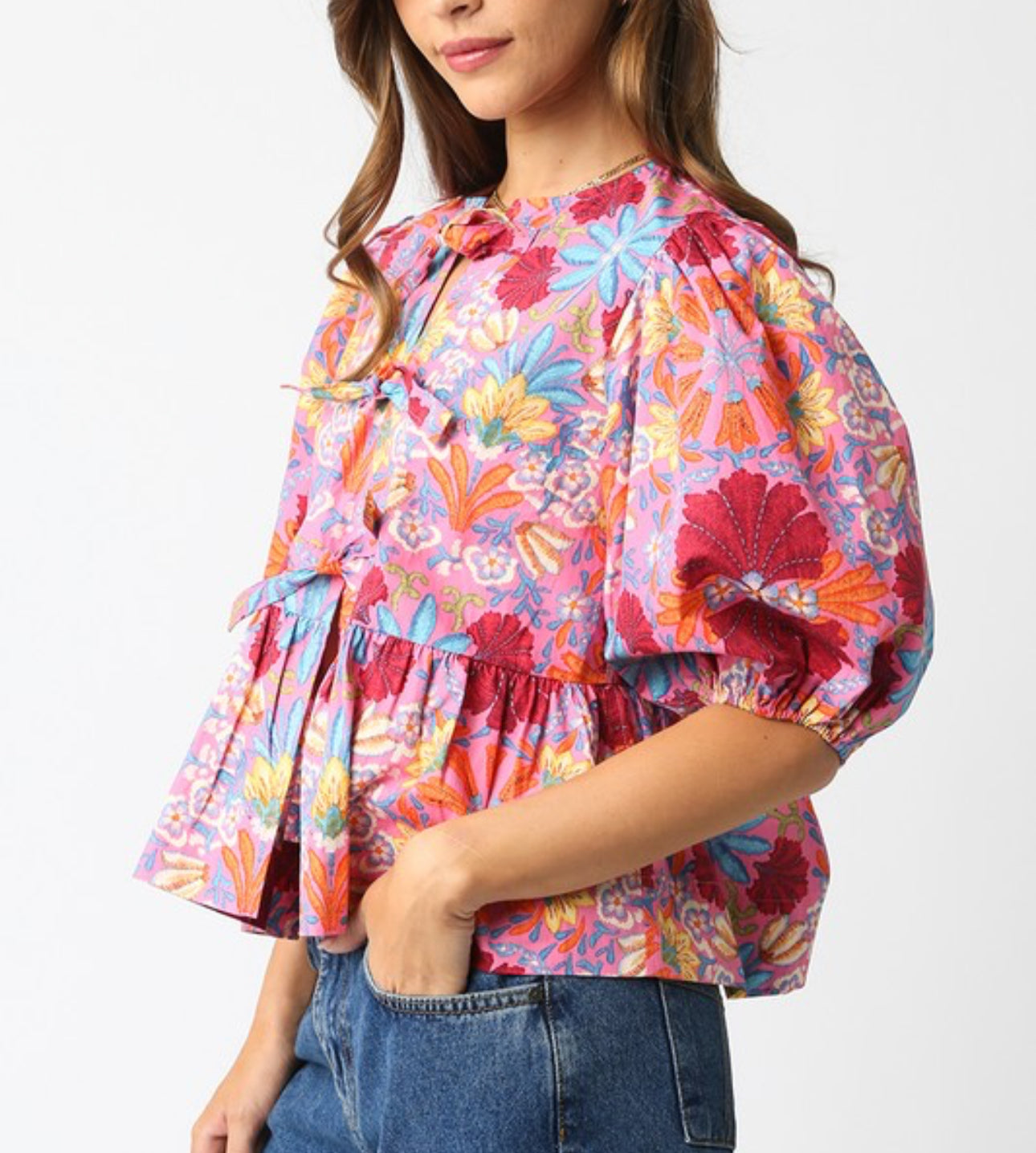 Flowers and Bows Babydoll Top