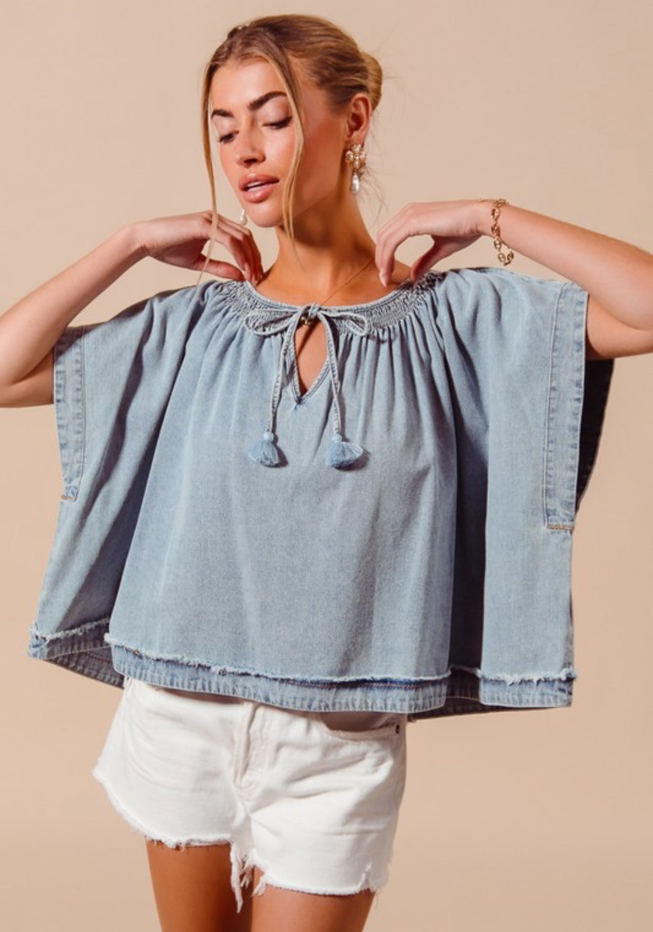 Sky’s Blue Denim Dolman Top