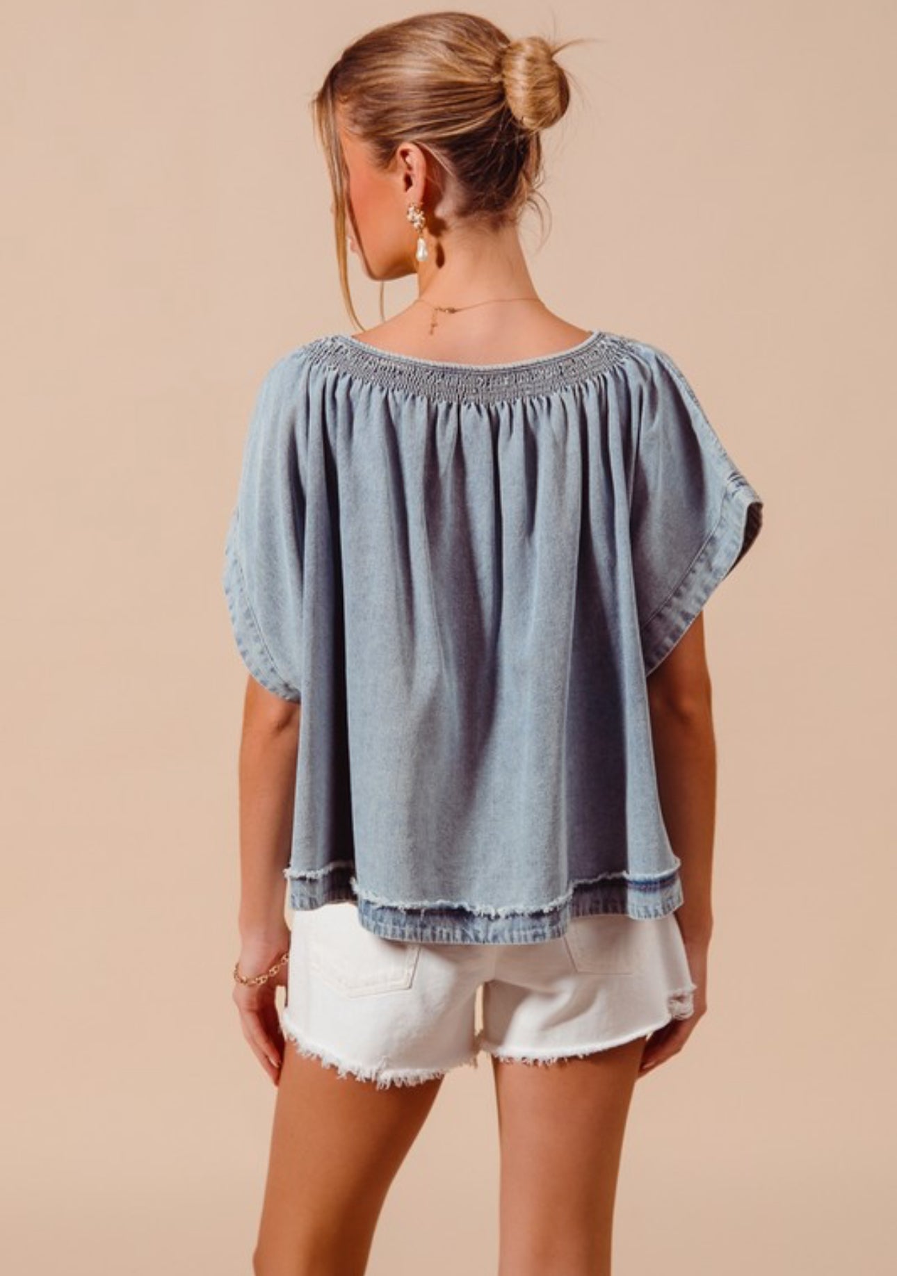 Sky’s Blue Denim Dolman Top