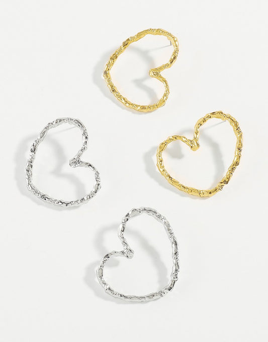 Metal Heart Dangle Earrings