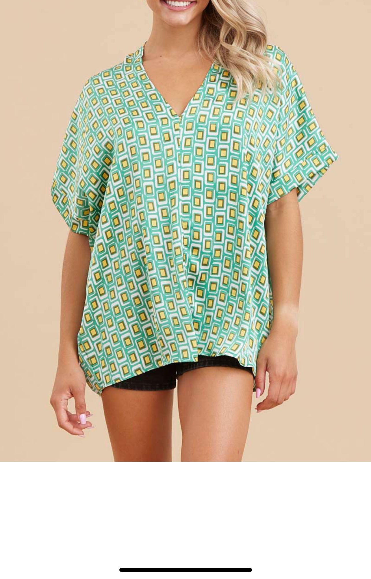 Green Geo Dots Plus Blouse