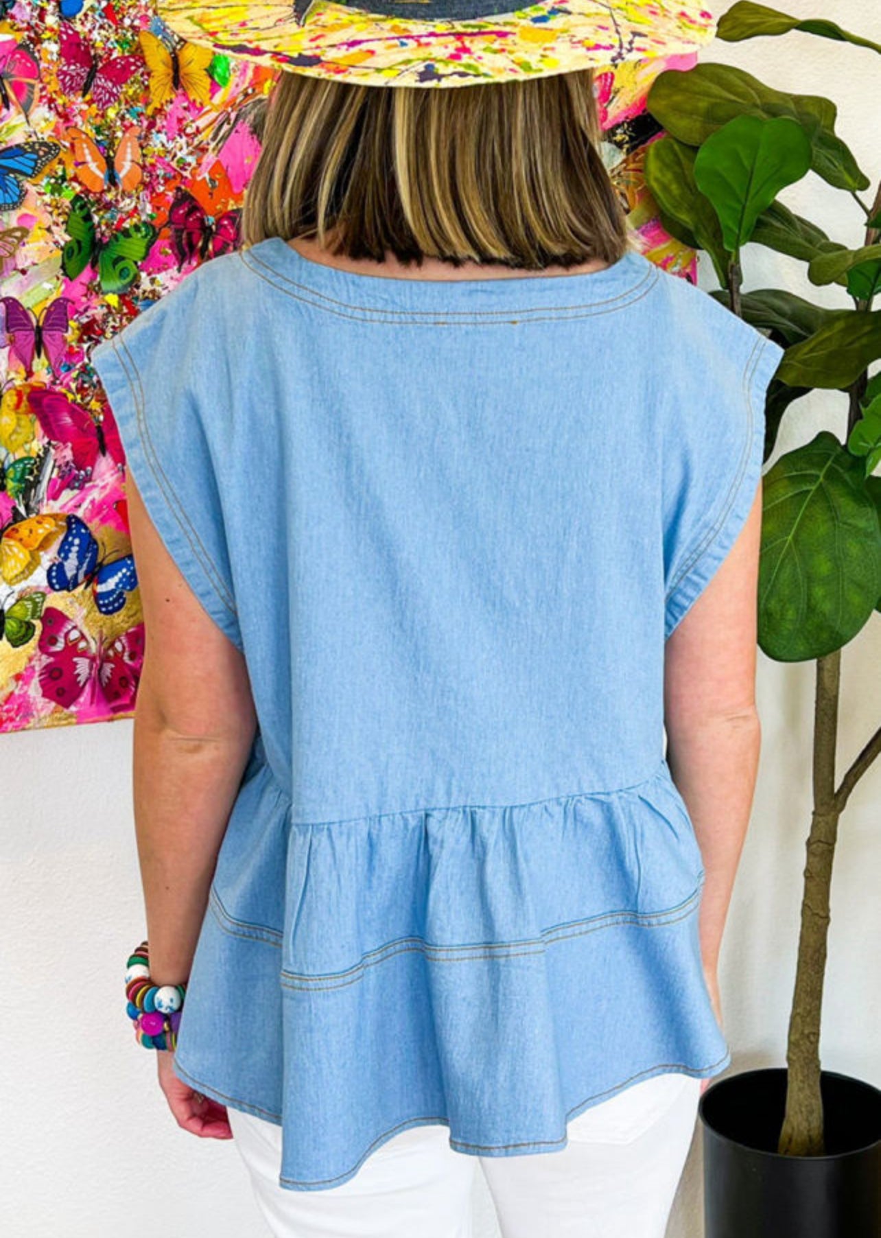 Denim Tiered Top