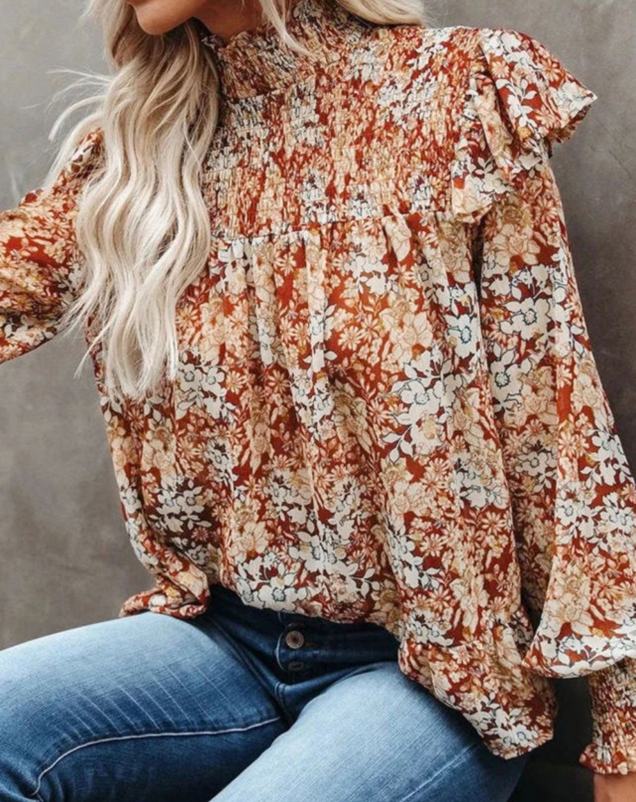 Gold Flame Floral Blouse