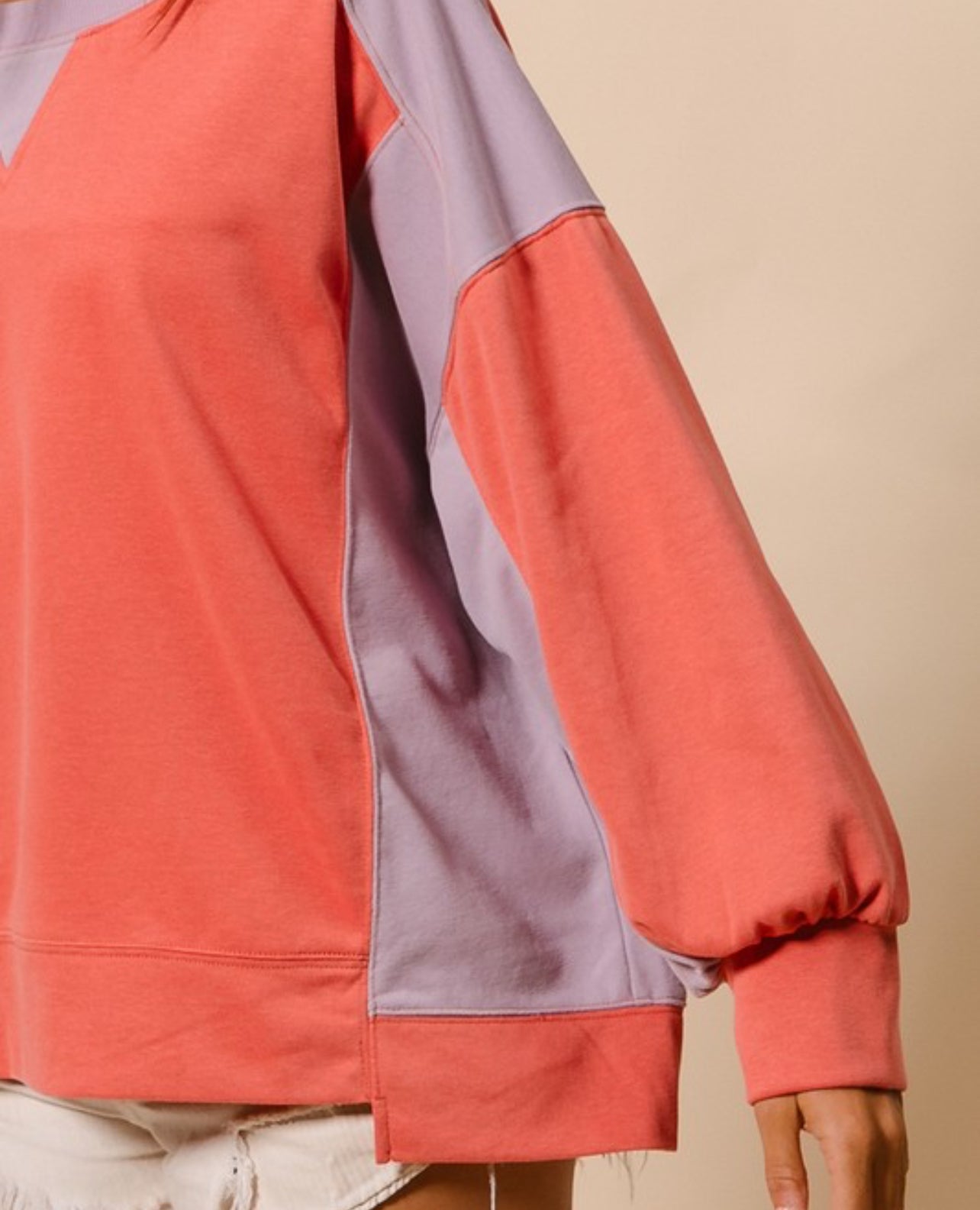 Coral and Lavender Vneck Pullover