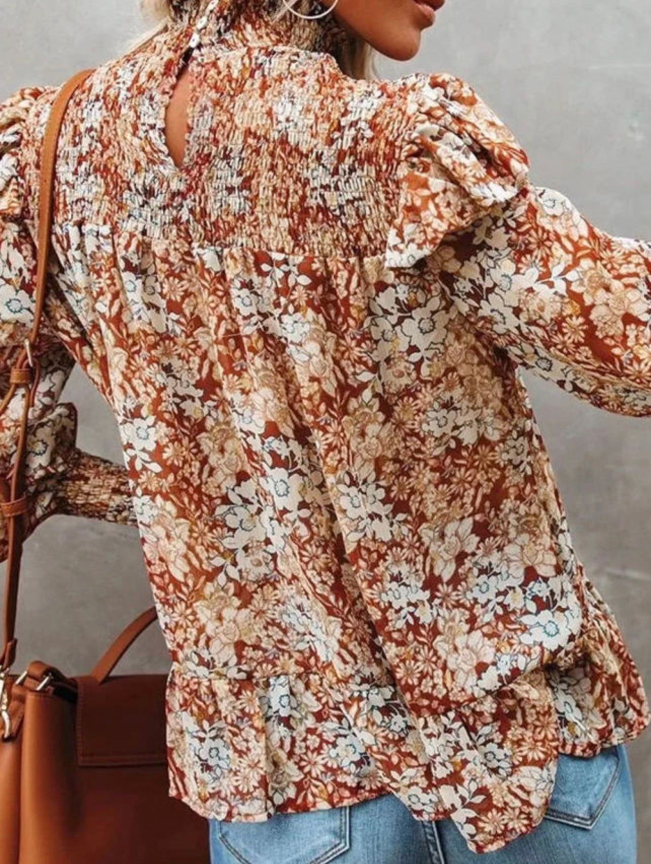 Gold Flame Floral Blouse