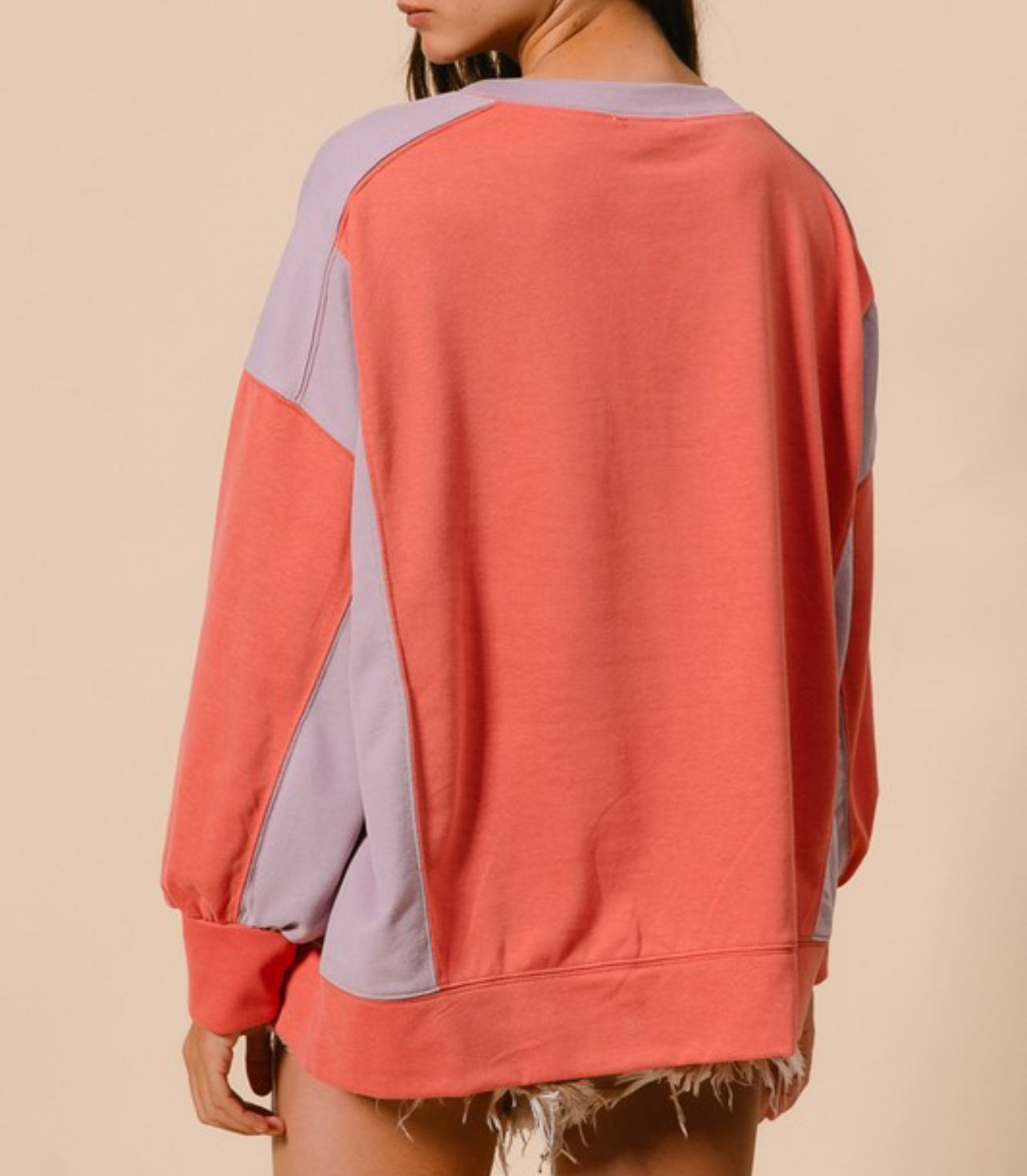 Coral and Lavender Vneck Pullover