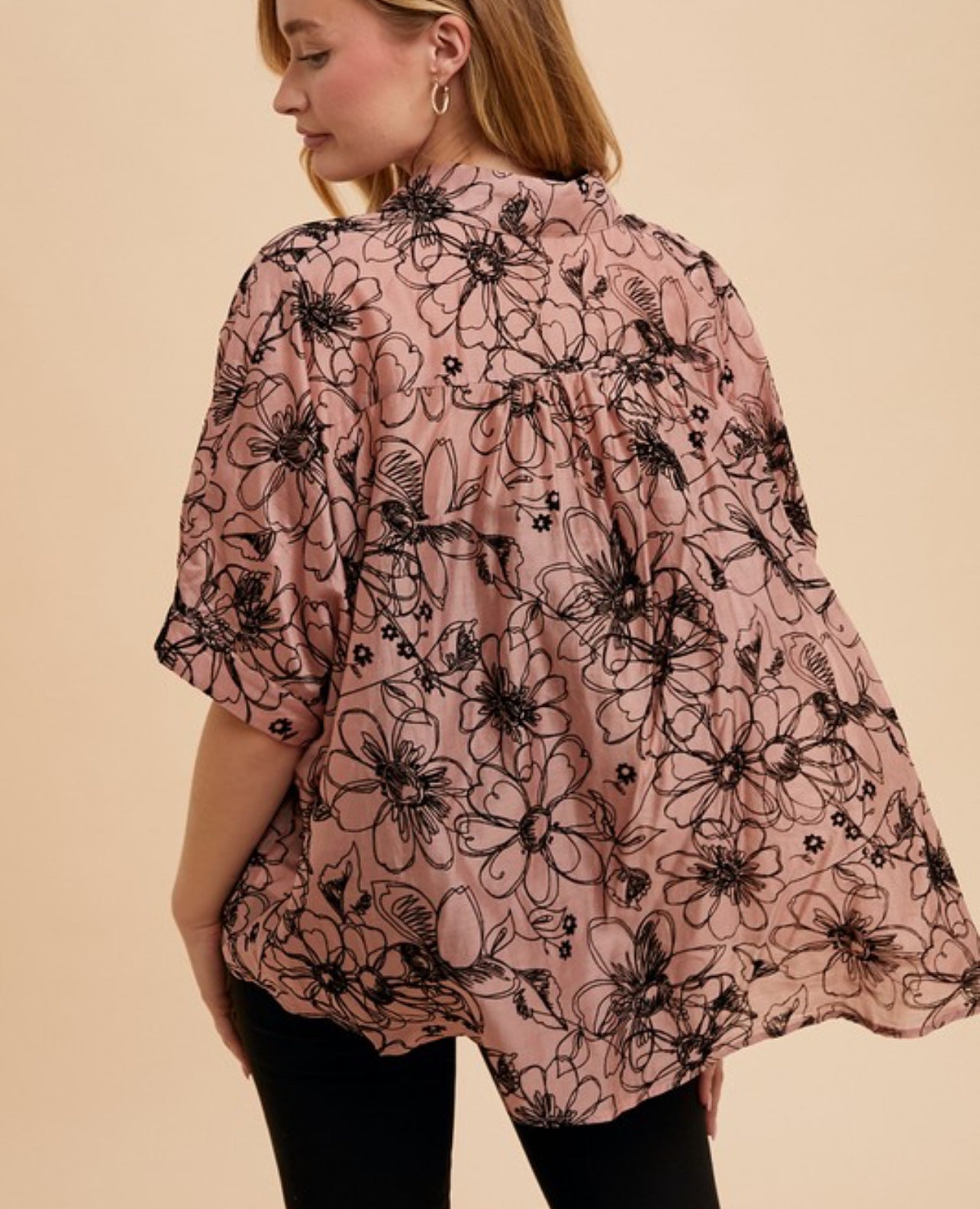 Velvet Floral Button Down