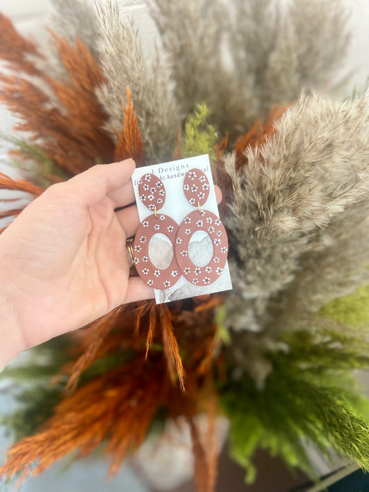 Rust Circle Dangles with flowers