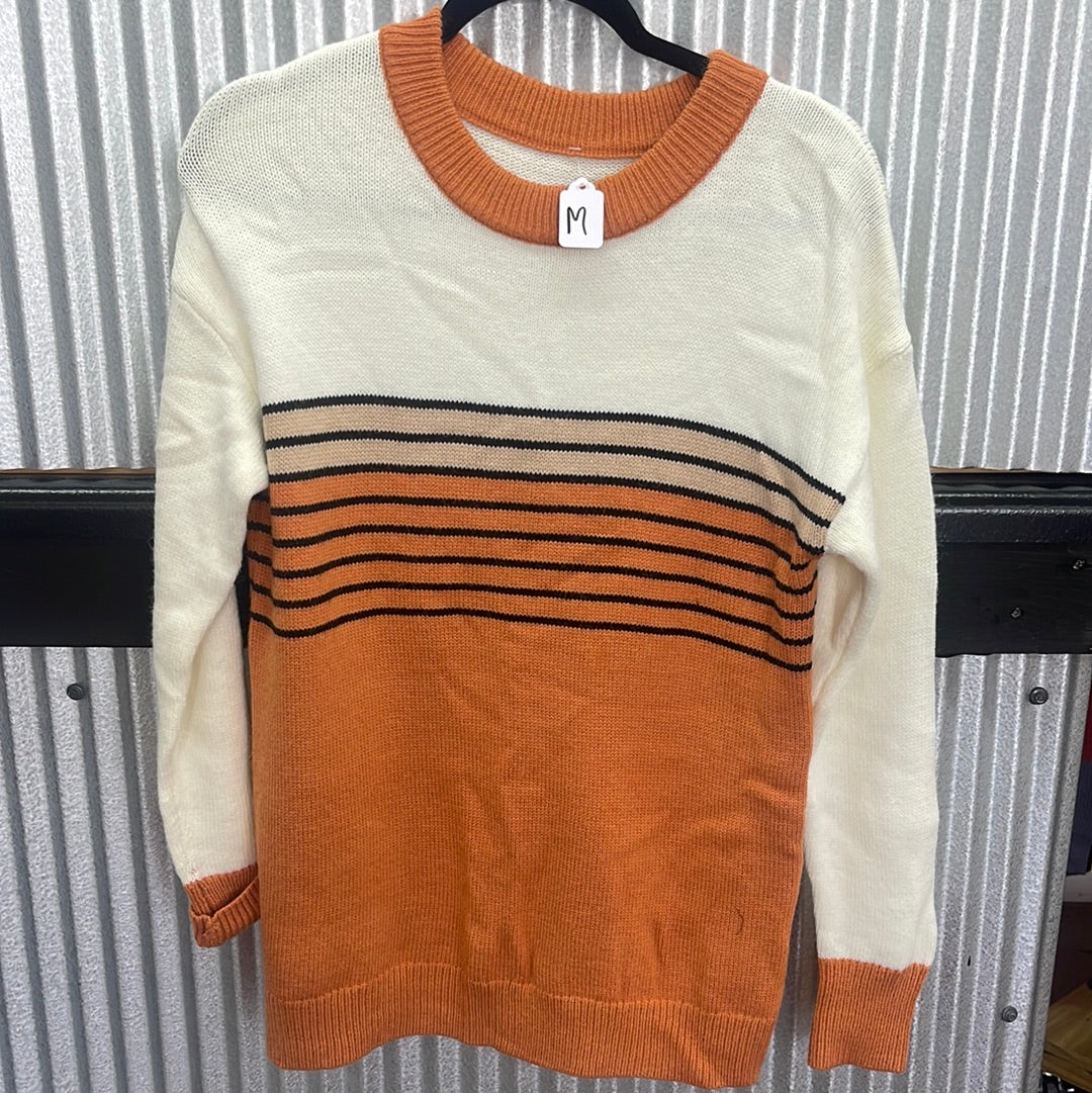 Orange and Black Striped Sweater