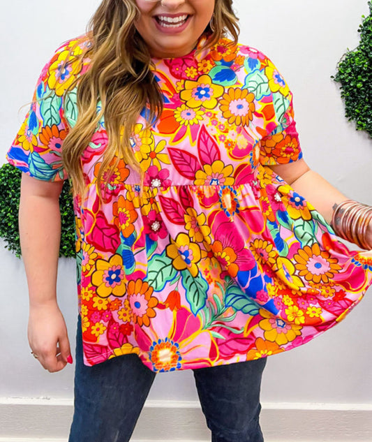Curvy Bright Floral Top