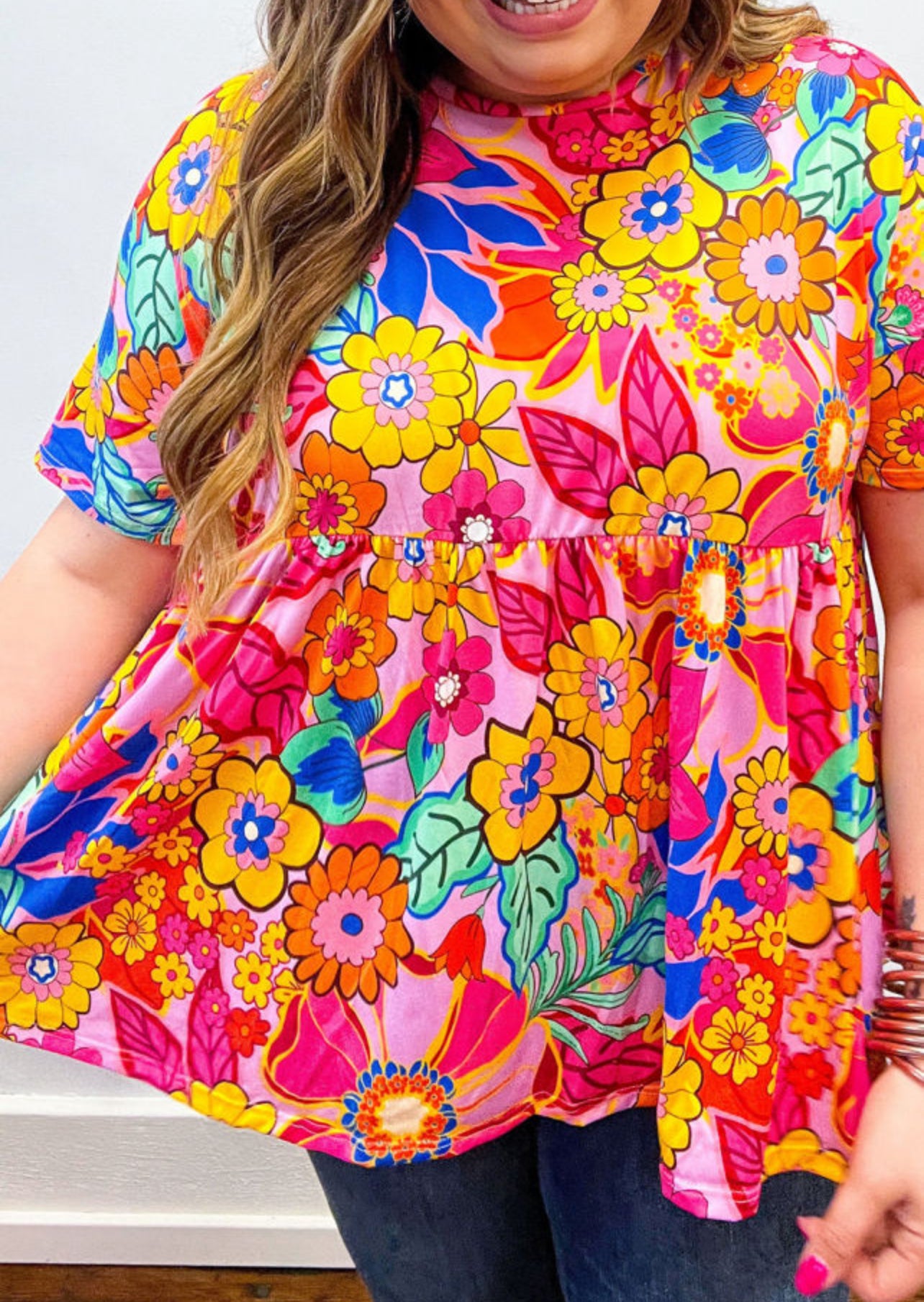 Curvy Bright Floral Top