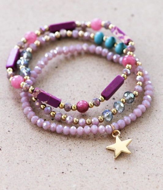 Shades of Purple Vibes Beaded Bracelet Set