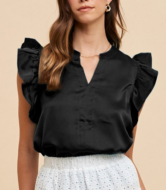 Simple Satin Black Blouse