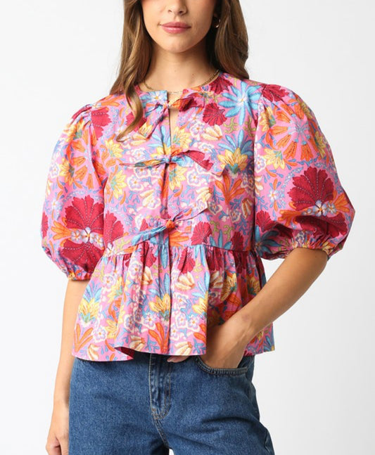 Flowers and Bows Babydoll Top