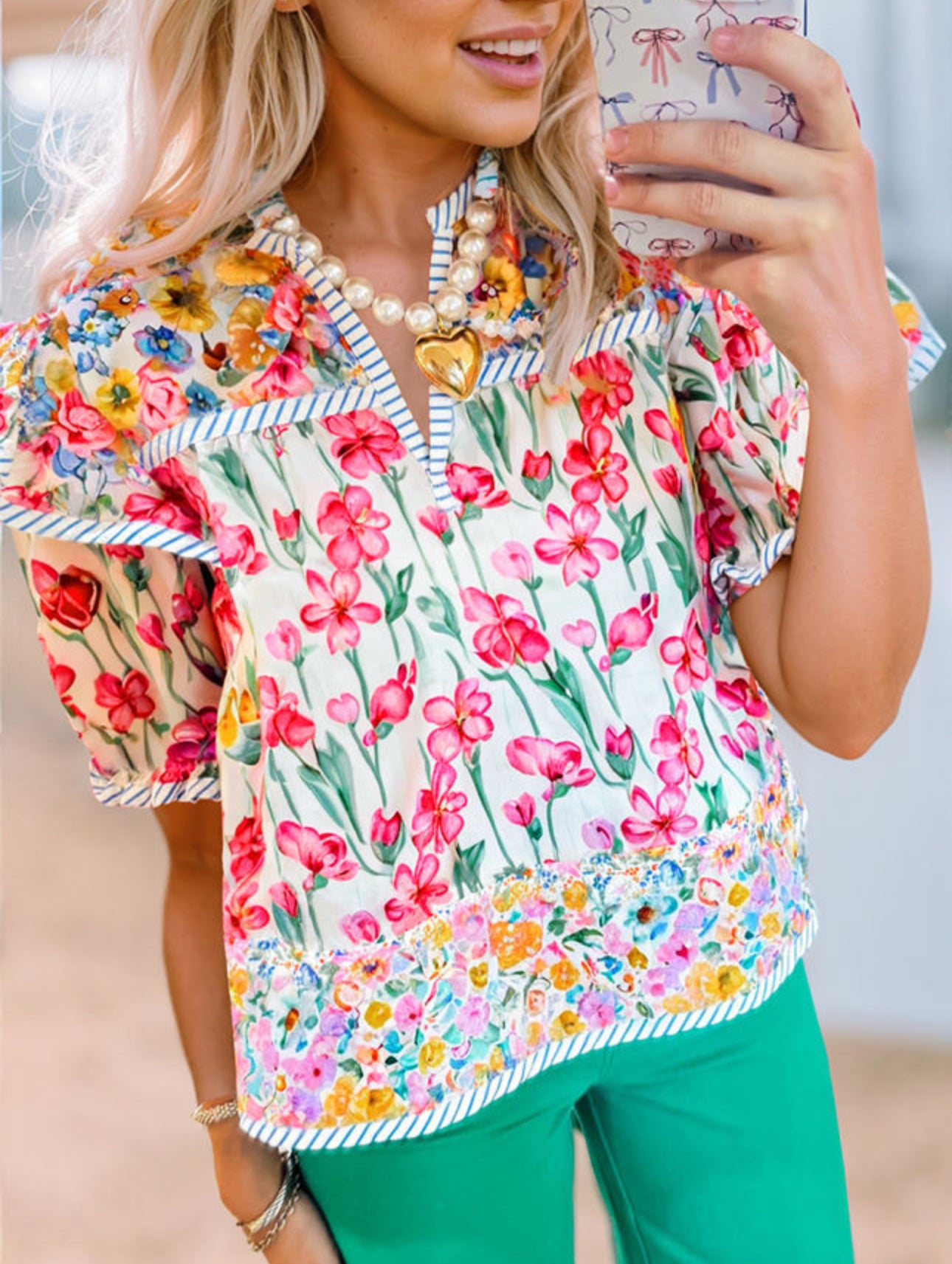 Mixing Floral and Colors Blouse