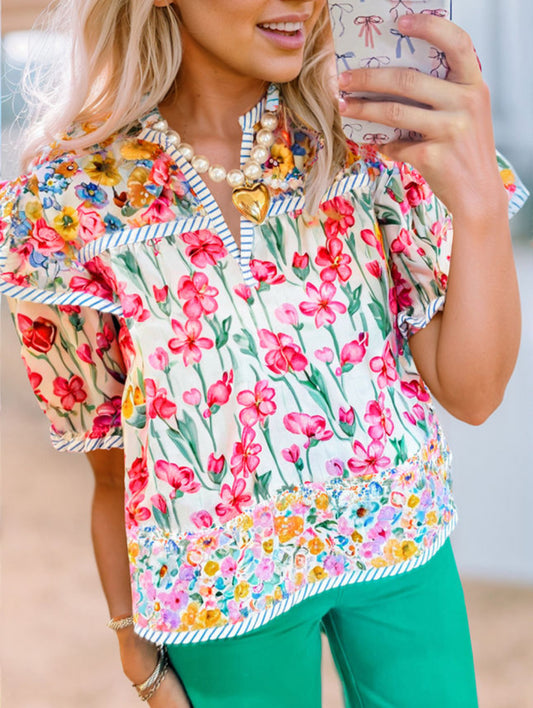 Mixing Floral and Colors Blouse