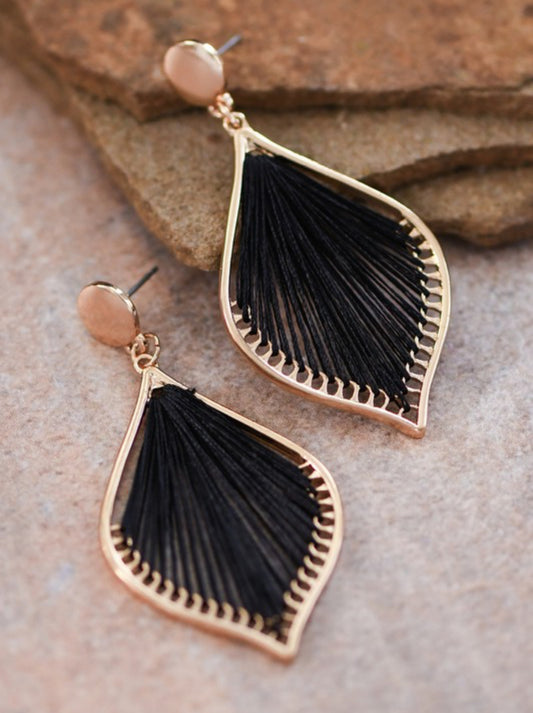 Black Threaded Gold Drop Earrings