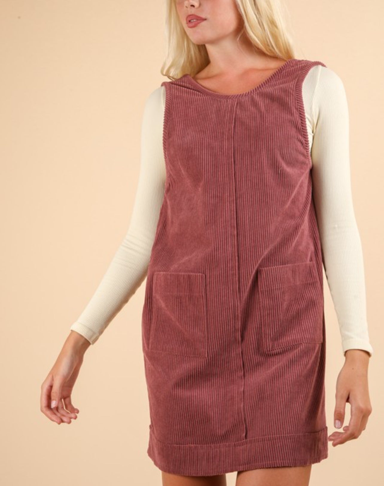 Mauve Corduroy Blackless Dress