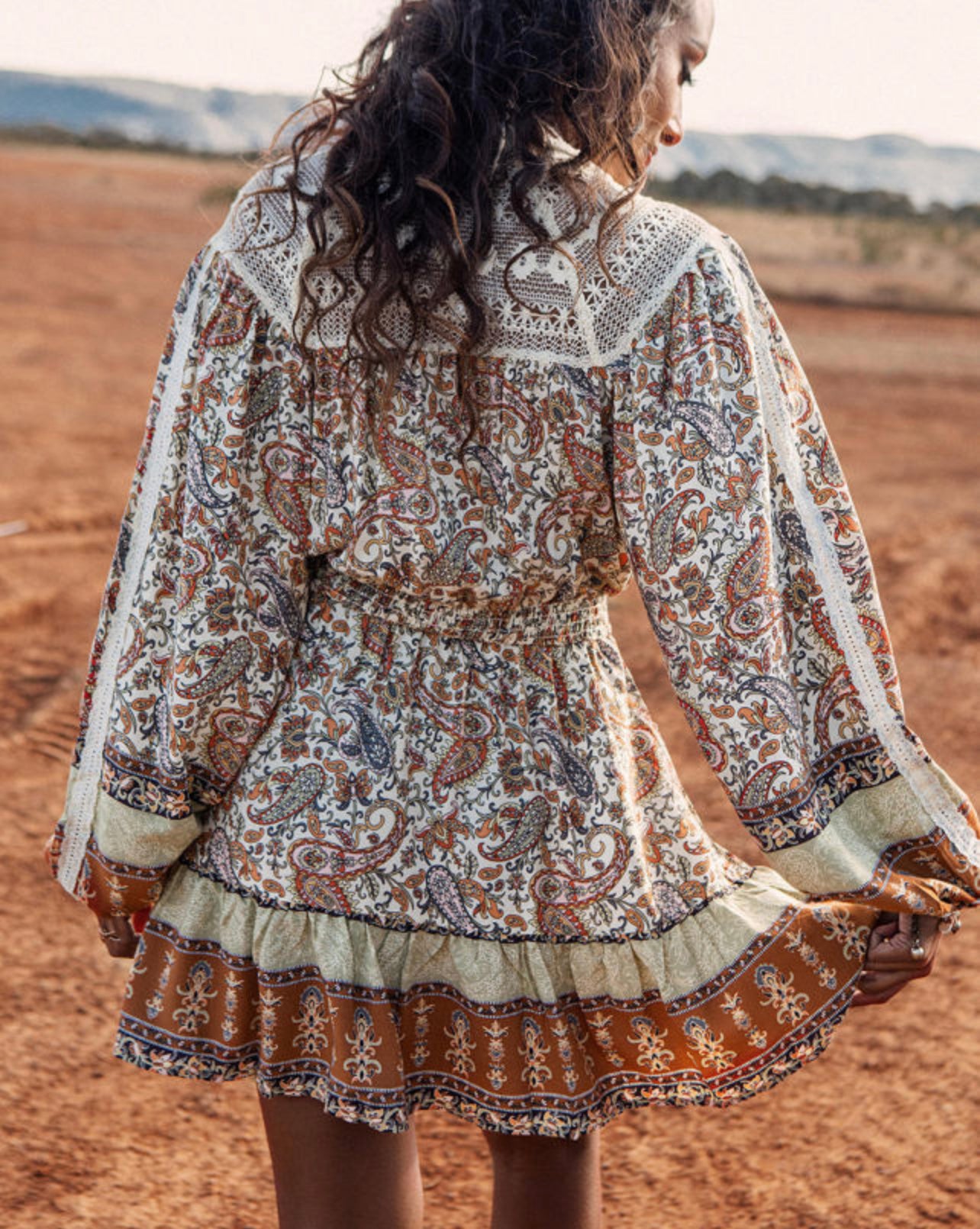Boho Lace Neck Dress