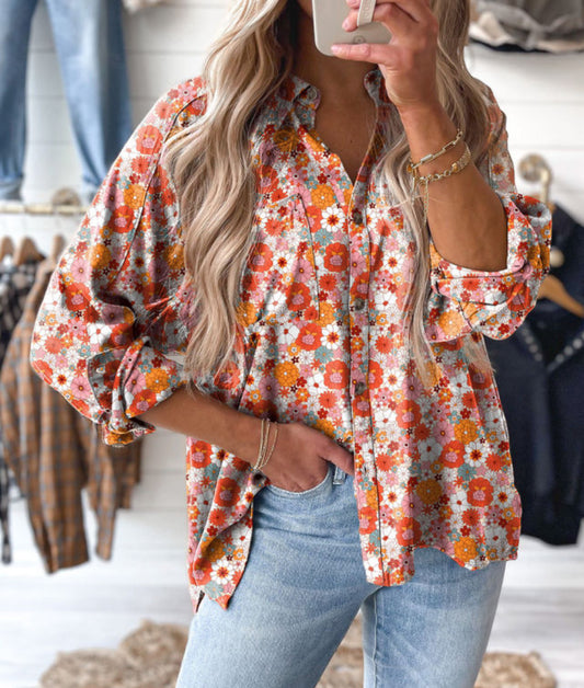 Orangey Floral Daze Blouse