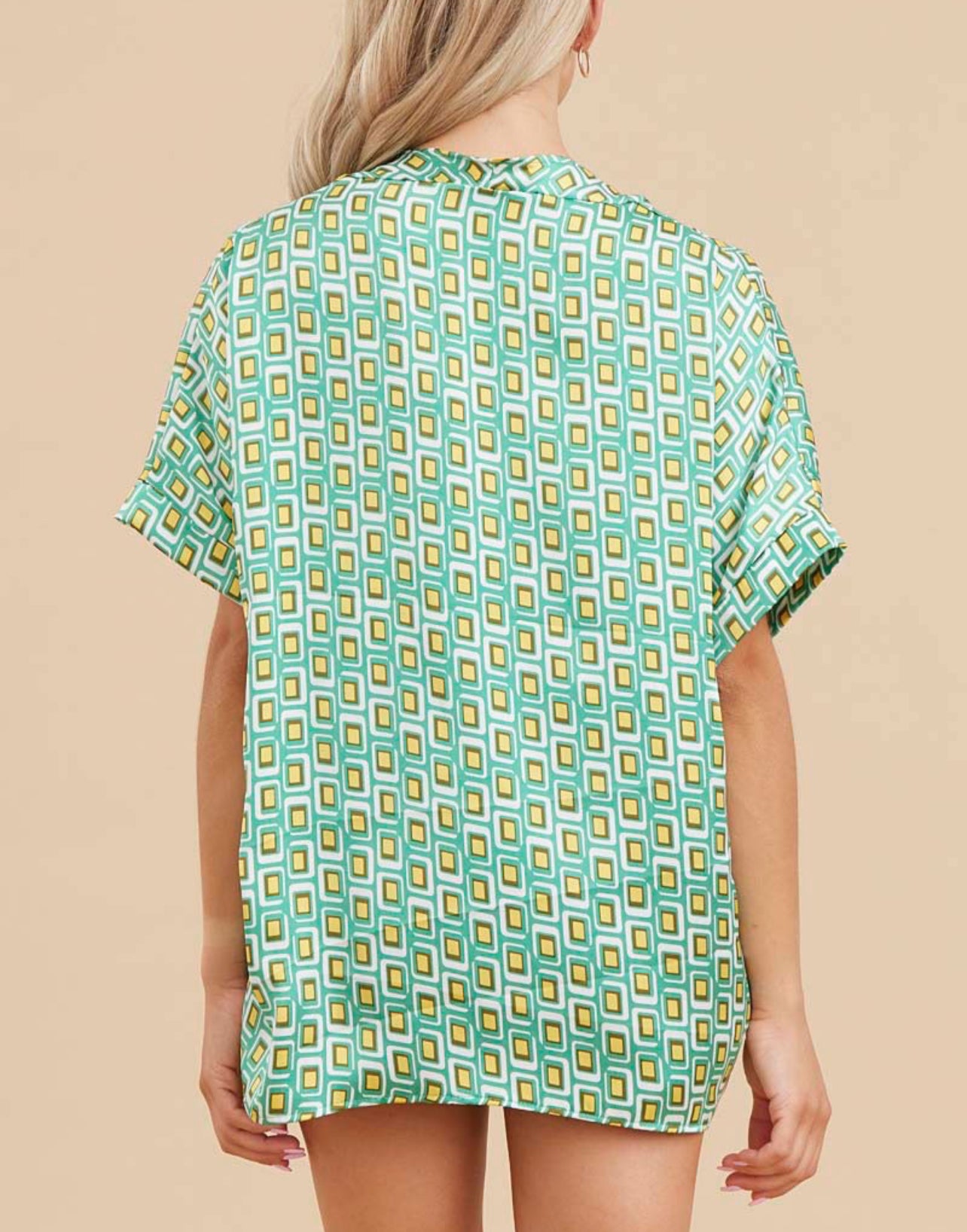 Green Geo Dots Plus Blouse