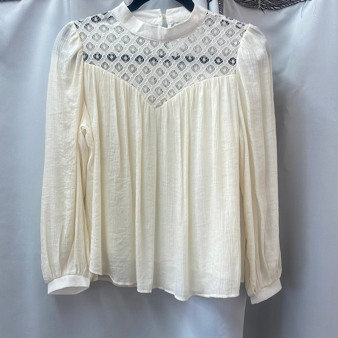 Ivory Lace Chest Textured Blouse